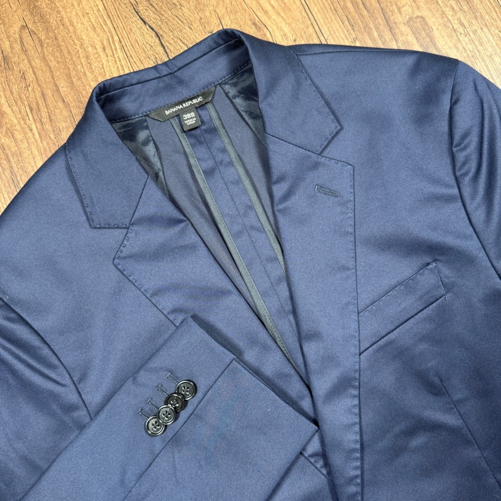 Banana Republic Blazer Sport Coat Mens 38S Navy Blue Unstructured Slim Fit Temp